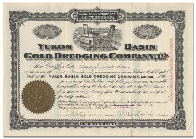 Yukon Basin Gold Dredging Company, Ltd. (Signed by William Ogilvie)