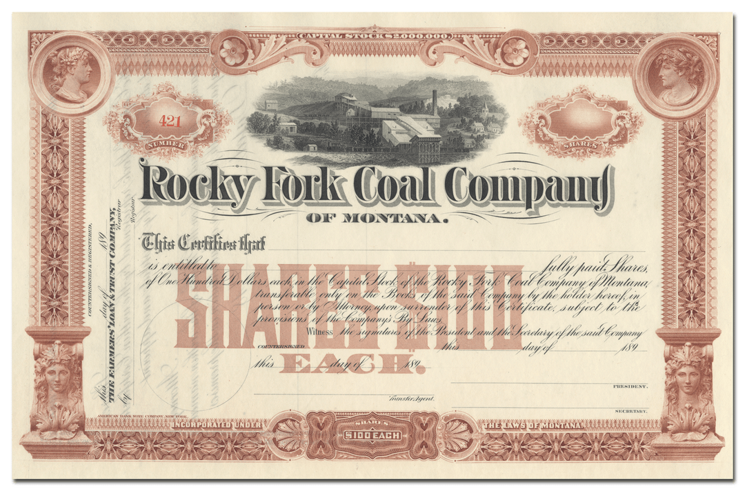 Rocky Fork Coal Company of Montana Stock Certificate