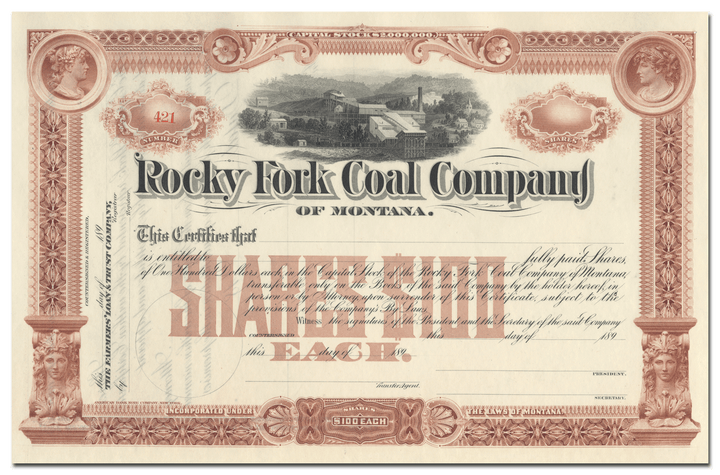 Rocky Fork Coal Company of Montana Stock Certificate