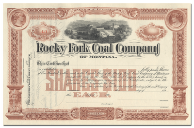 Rocky Fork Coal Company of Montana Stock Certificate