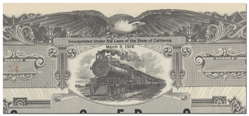 Corona and Santa Fe Railway Company Stock Certificate