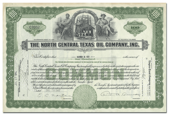 North Central Texas Oil Company, Inc. Stock Certificate