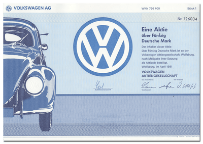Volkswagen AG Stock Certificate