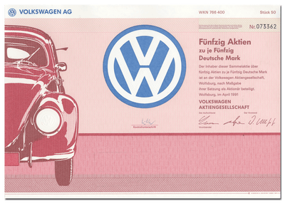 Volkswagen AG Stock Certificate