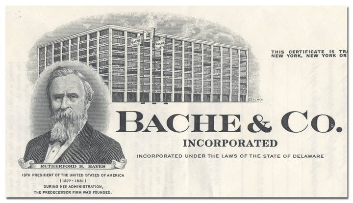 Bache & Co. Incorporated Stock Certificate