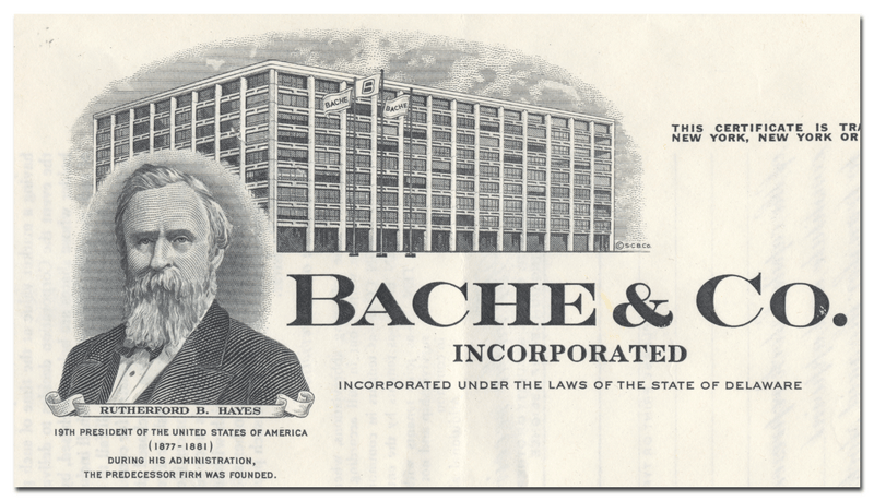 Bache & Co. Incorporated Stock Certificate
