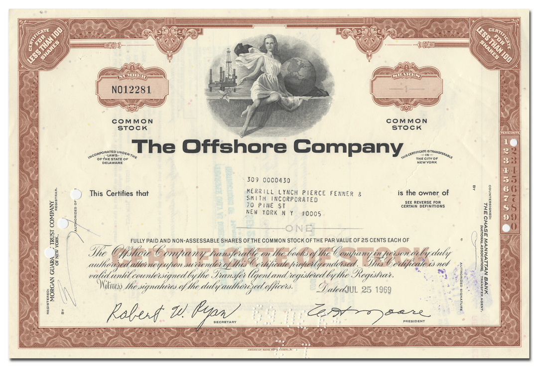 The Offshore Company Stock Certificate