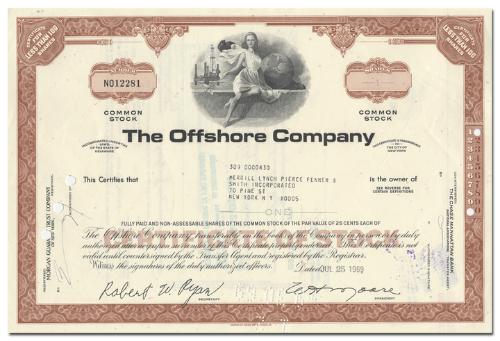 The Offshore Company Stock Certificate