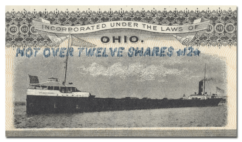 Pioneer Steamship Company Stock Certificate Signed by Charles Hutchinson