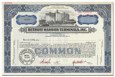 Detroit Harbor Terminals, Inc. Stock Certificate