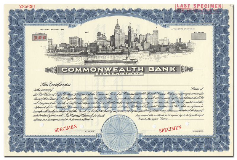 Commonwealth Bank Stock Certificate