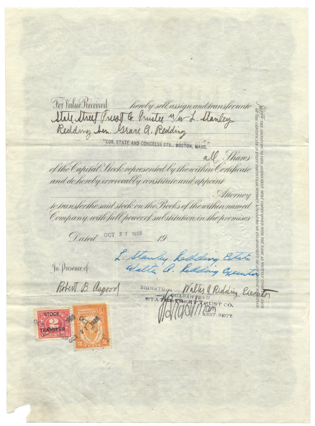 Lake Copper Company Stock Certificate Signed by William Paine