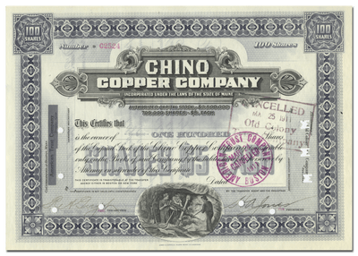 Chino Copper Company Stock Certificate