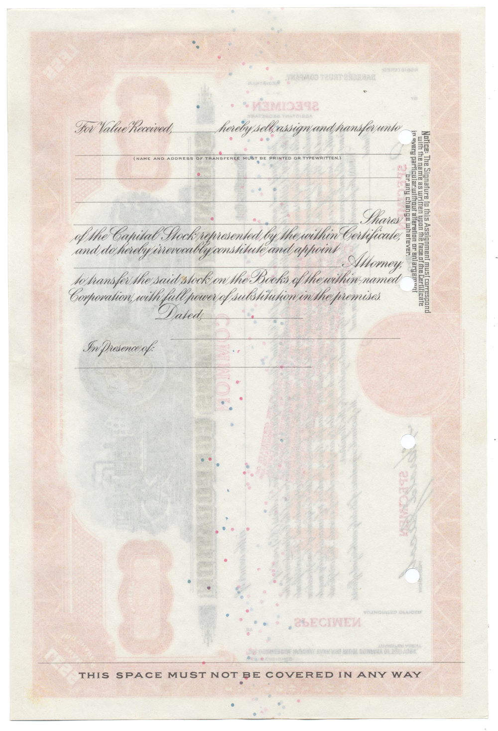 Schenley Distillers Corporation Specimen Stock Certificate