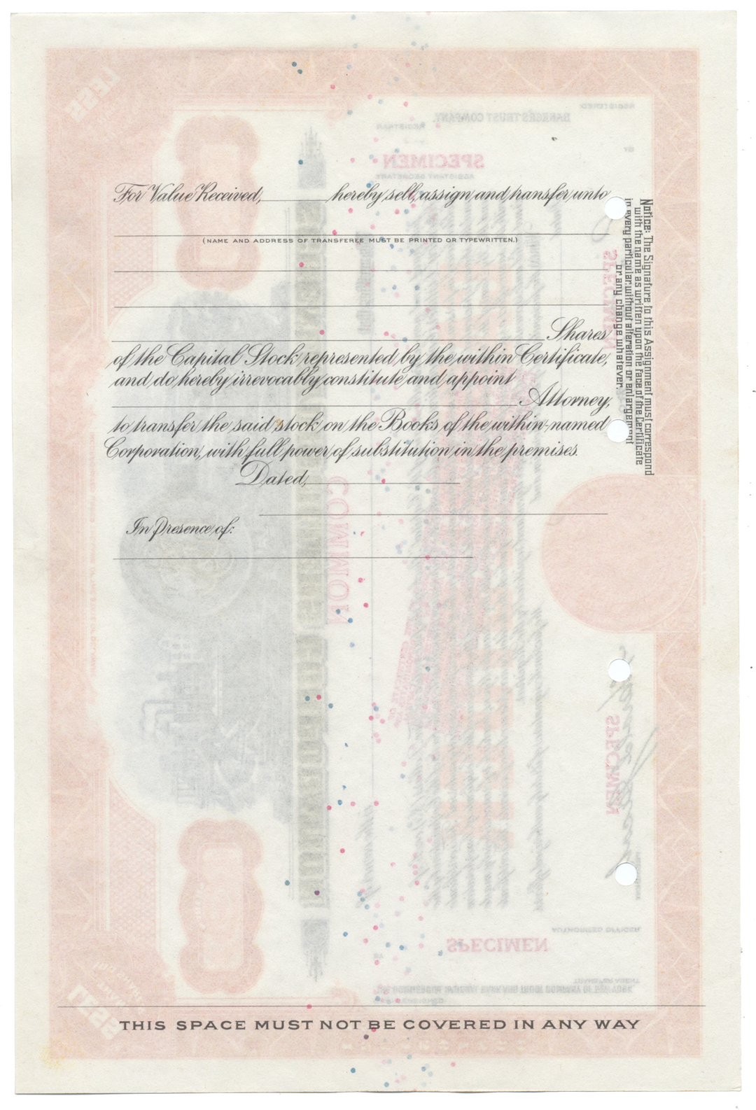 Schenley Distillers Corporation Specimen Stock Certificate