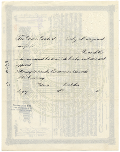Stevens Duryea, Inc. Stock Certificate