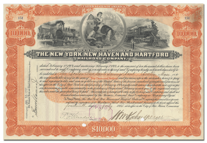 New York, New Haven and Hartford Railroad Company Bond Certificate