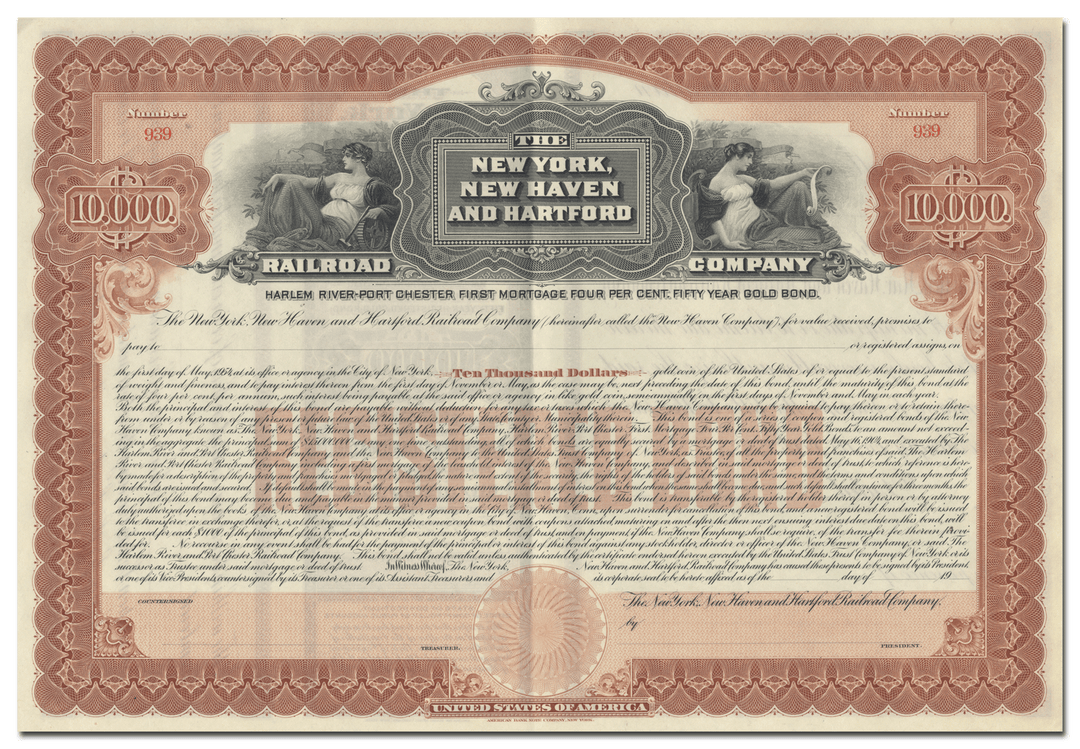 New York, New Haven and Hartford Railroad Company Bond Certificate