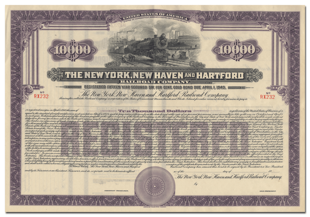 New York, New Haven and Hartford Railroad Company Bond Certificate