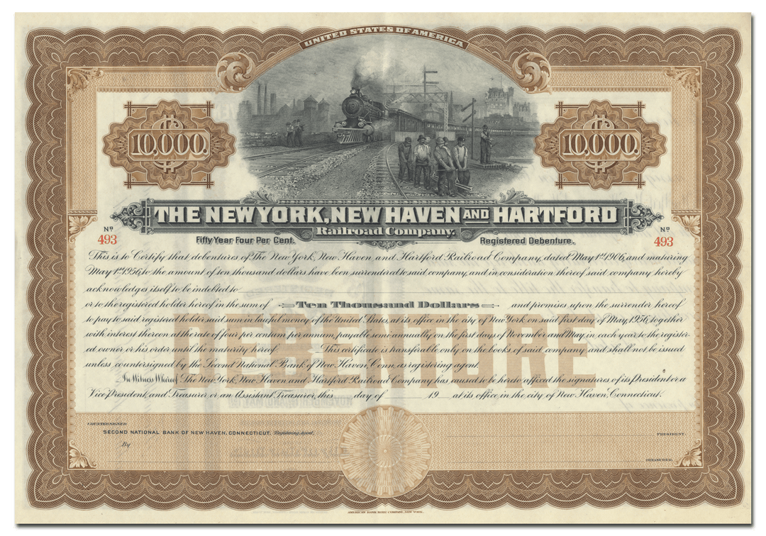 New York, New Haven and Hartford Railroad Company Bond Certificate