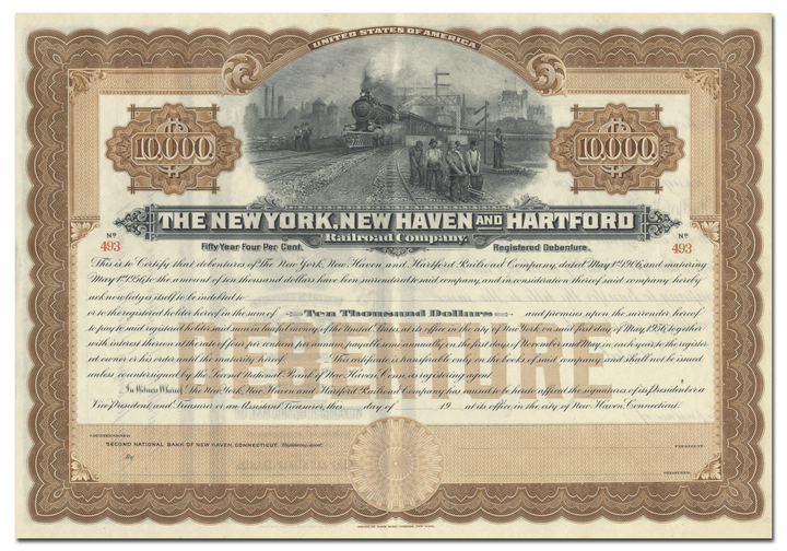 New York, New Haven and Hartford Railroad Company Bond Certificate