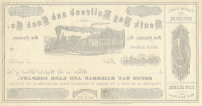 South Bay Railroad and Land Co. Stock Certificate