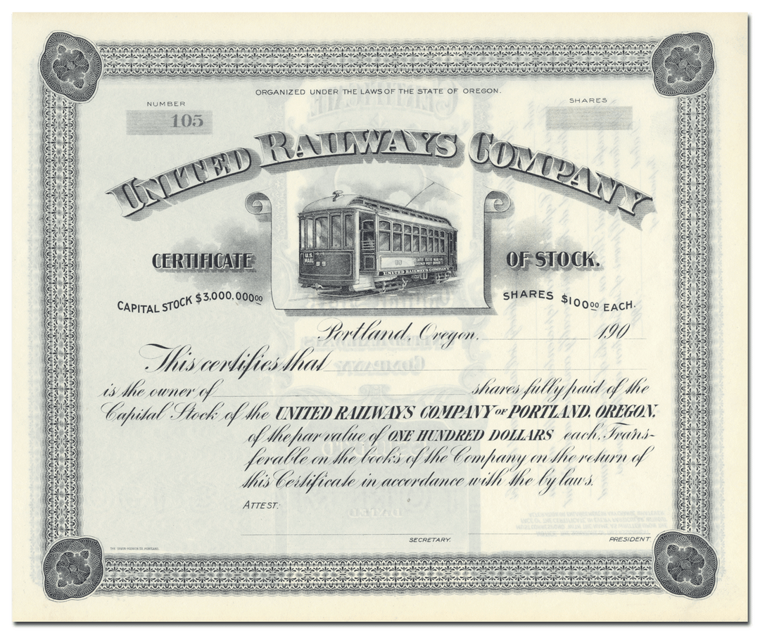 United Railways Company Stock Certificate