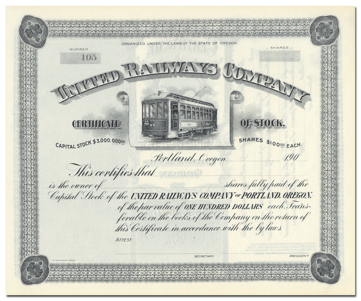 United Railways Company Stock Certificate