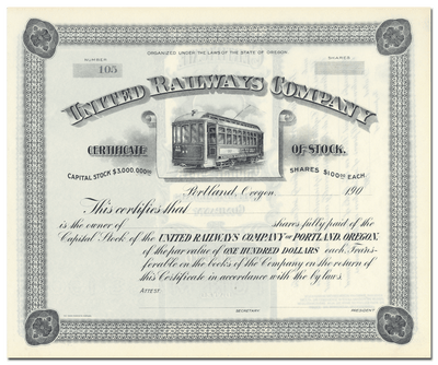 United Railways Company Stock Certificate