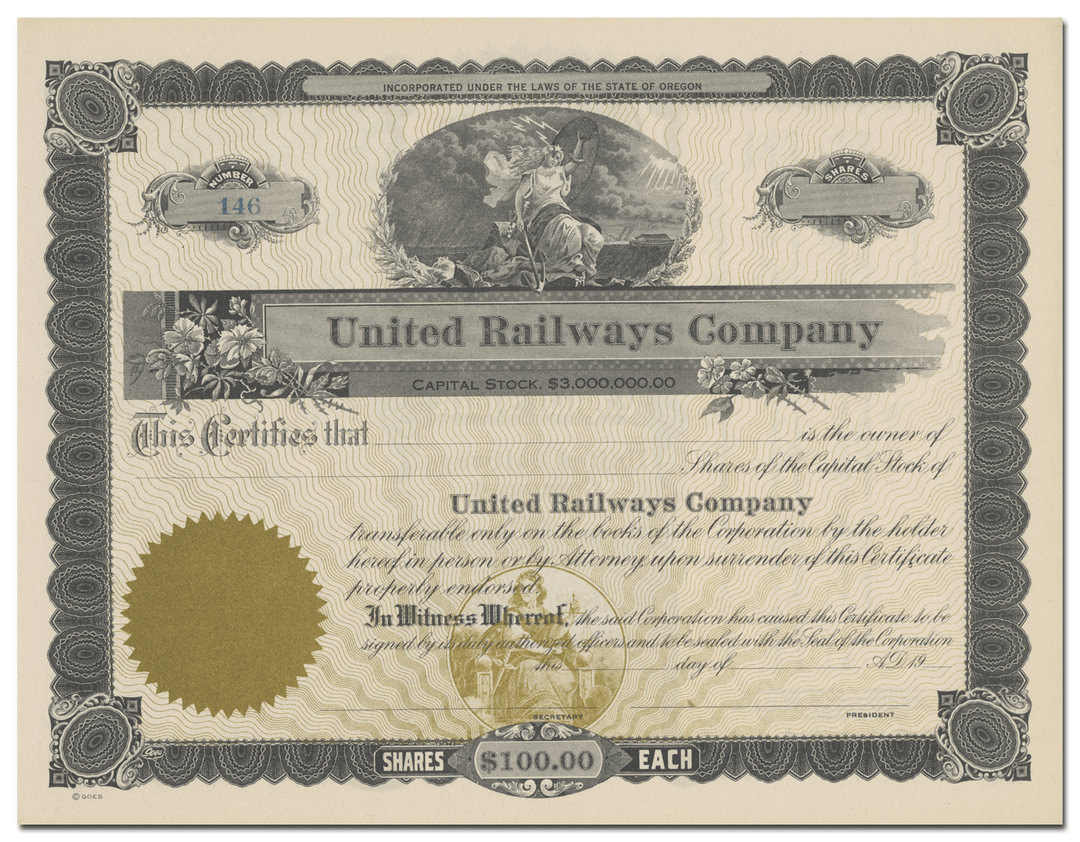 United Railways Company Stock Certificate