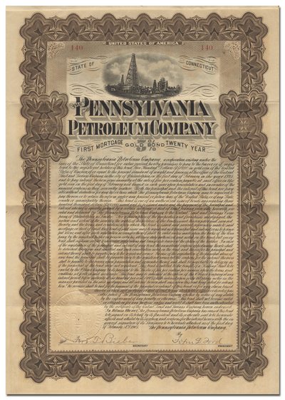 Pennsylvania Petroleum Company Bond Certficate