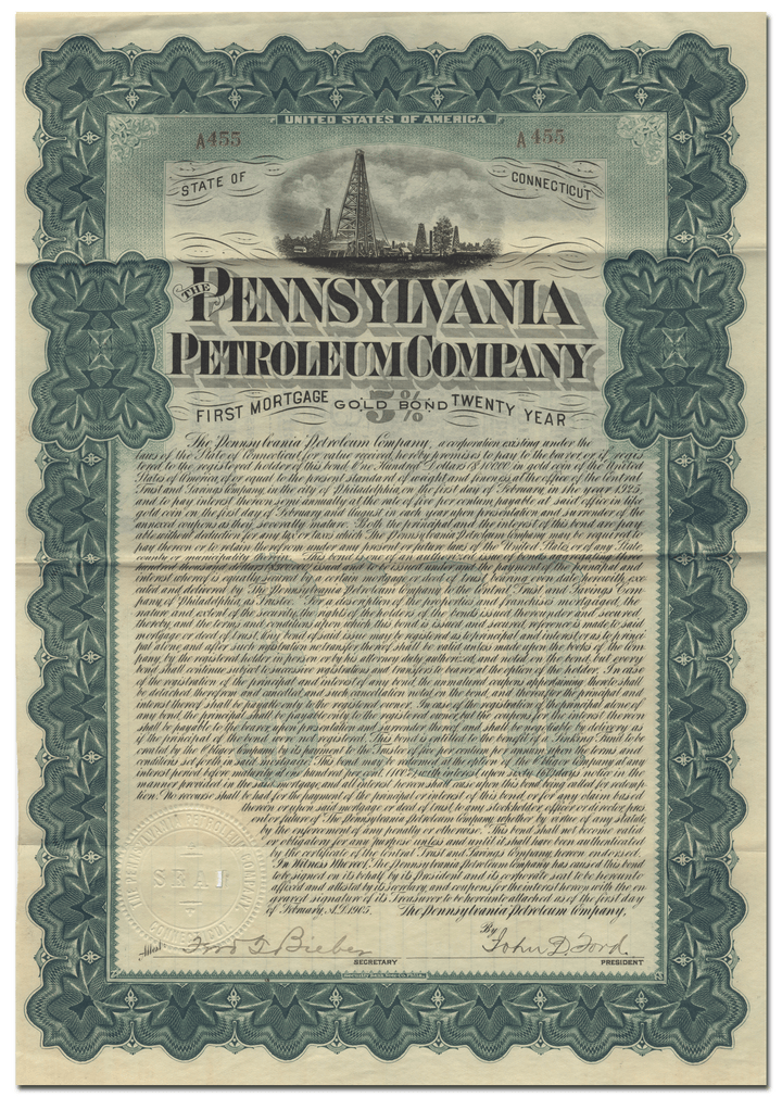 Pennsylvania Petroleum Company Bond Certficate