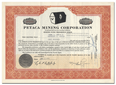 Petaca Mining Corporation Stock Certificate