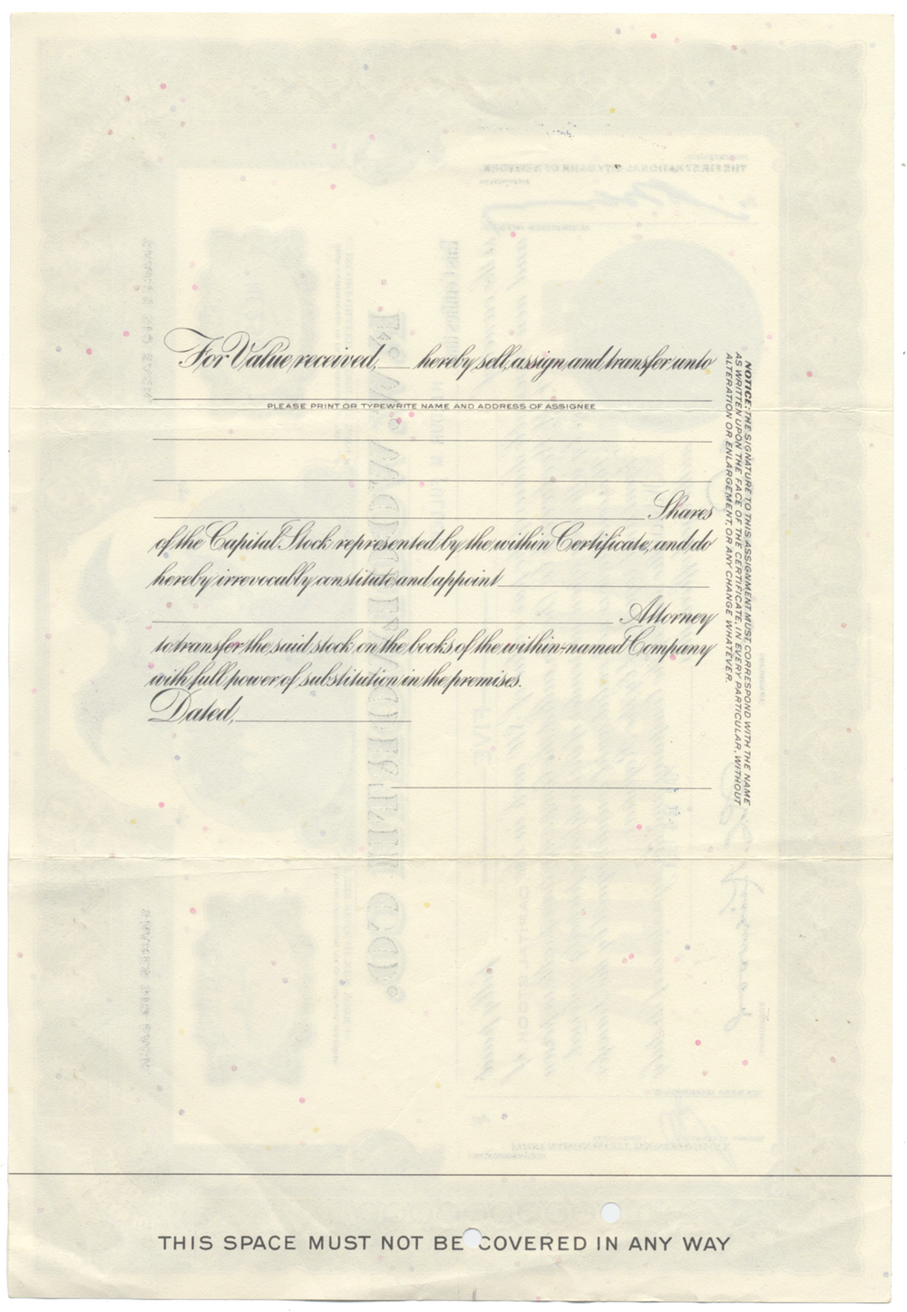 F. W. Woolworth Co. Stock Certificate