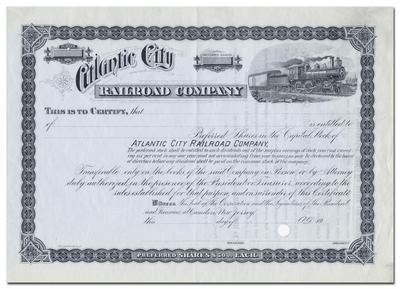 Atlantic City Railroad Company Stock Certificate