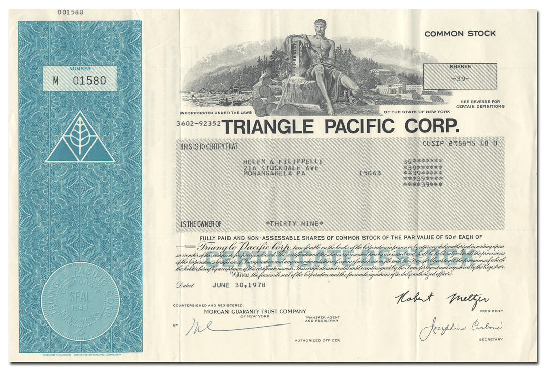 Triangle Pacific Corp. Stock Certificate