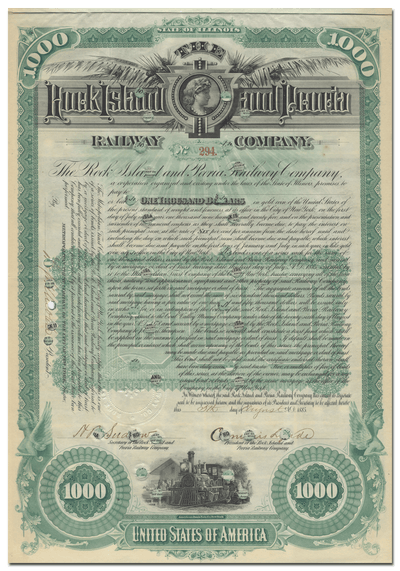 Rock Island and Peoria Railway Company Bond Certificate