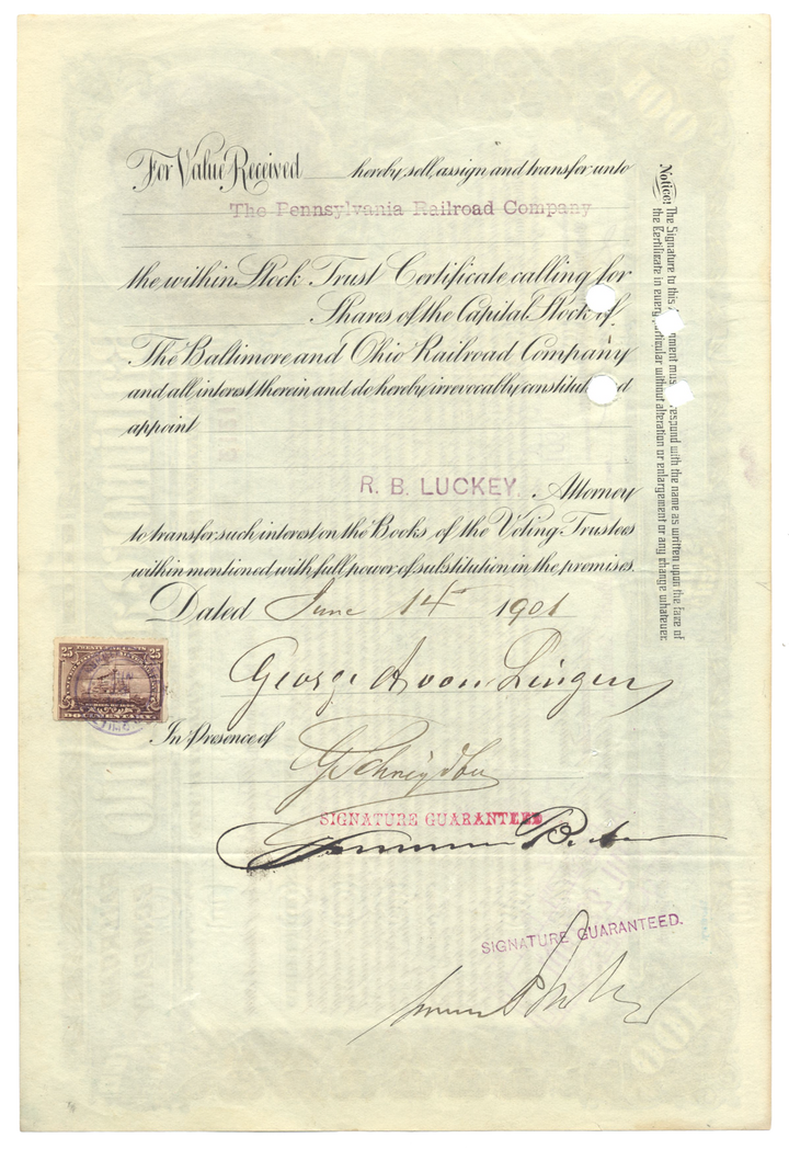 Baltimore and Ohio Railroad Company Stock Certificate