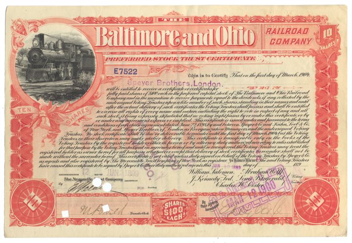 Baltimore and Ohio Railroad Company Stock Certificate