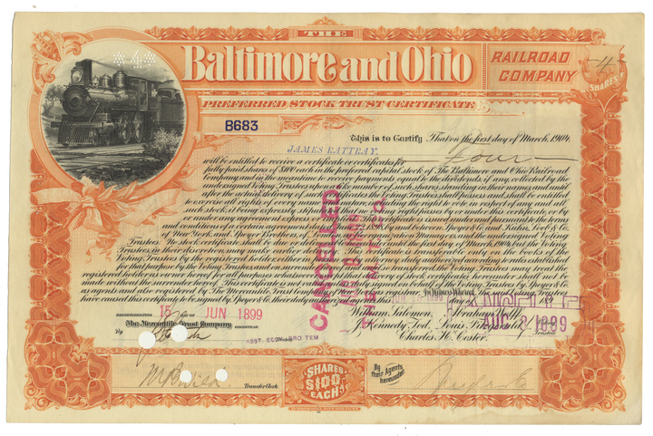 Baltimore and Ohio Railroad Company Stock Certificate