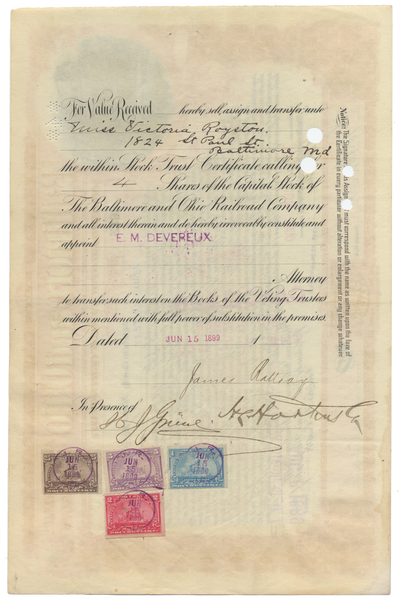 Baltimore and Ohio Railroad Company Stock Certificate