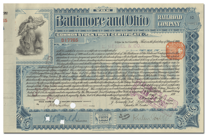 Baltimore and Ohio Railroad Company Stock Certificate