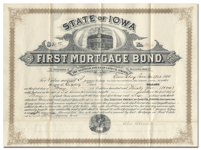 Scottish American Land Company Bond Certificate