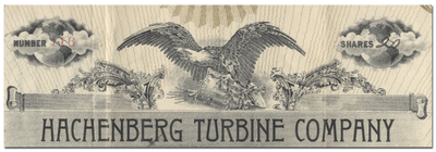Hachenberg Turbine Company Stock Certificate