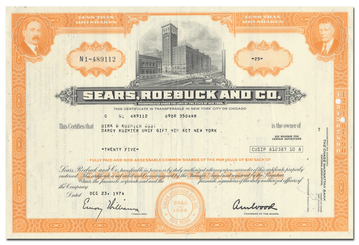 Sears, Roebuck and Co. Stock Certificate