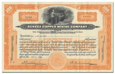 Seneca Copper Mining Company Stock Certificate