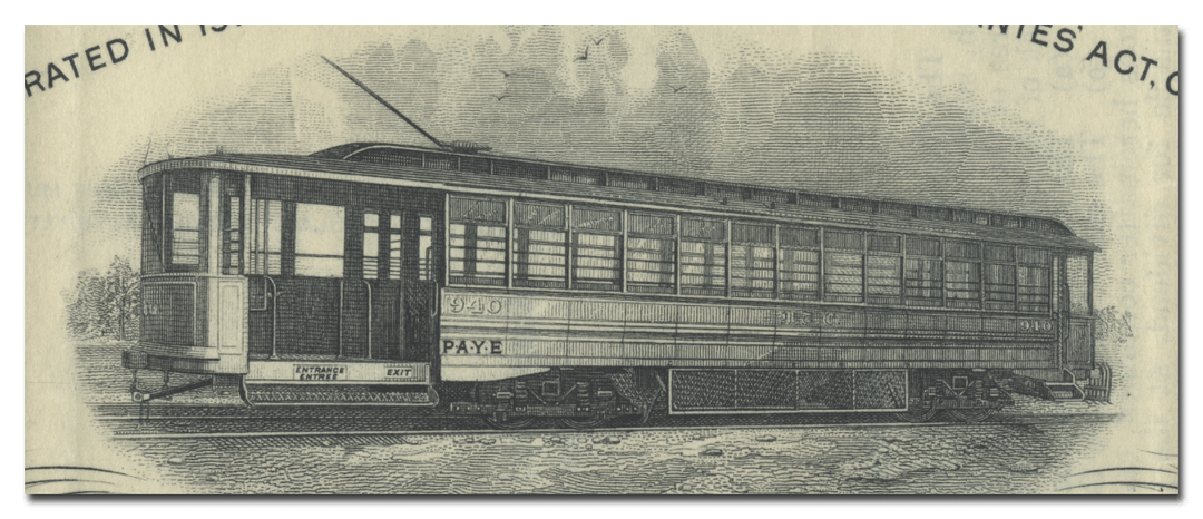 International P-A-Y-E Tramcar Company Limited Stock Certificate