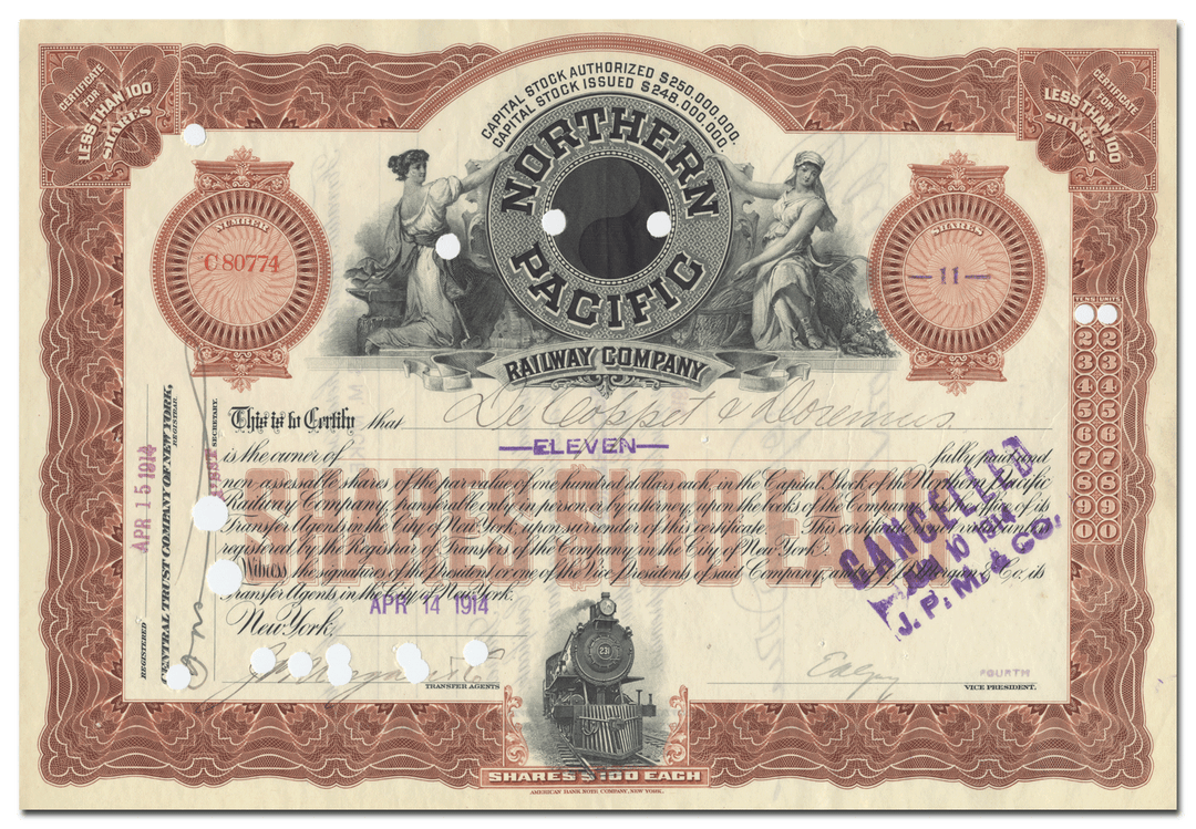 Northern Pacific Railway Company Stock Certificate