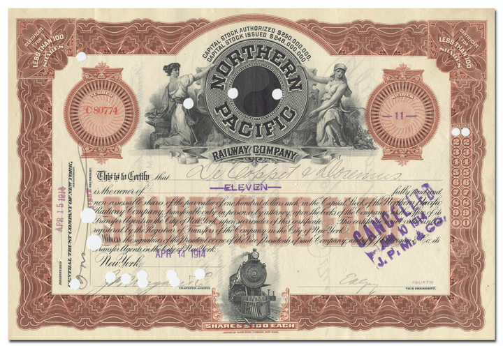 Northern Pacific Railway Company Stock Certificate