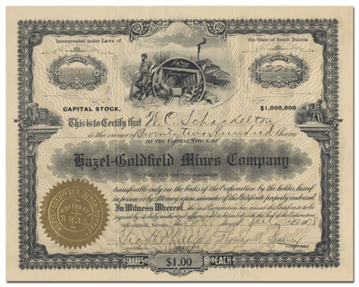 Hazel-Goldfield Mines Company Stock Certificate